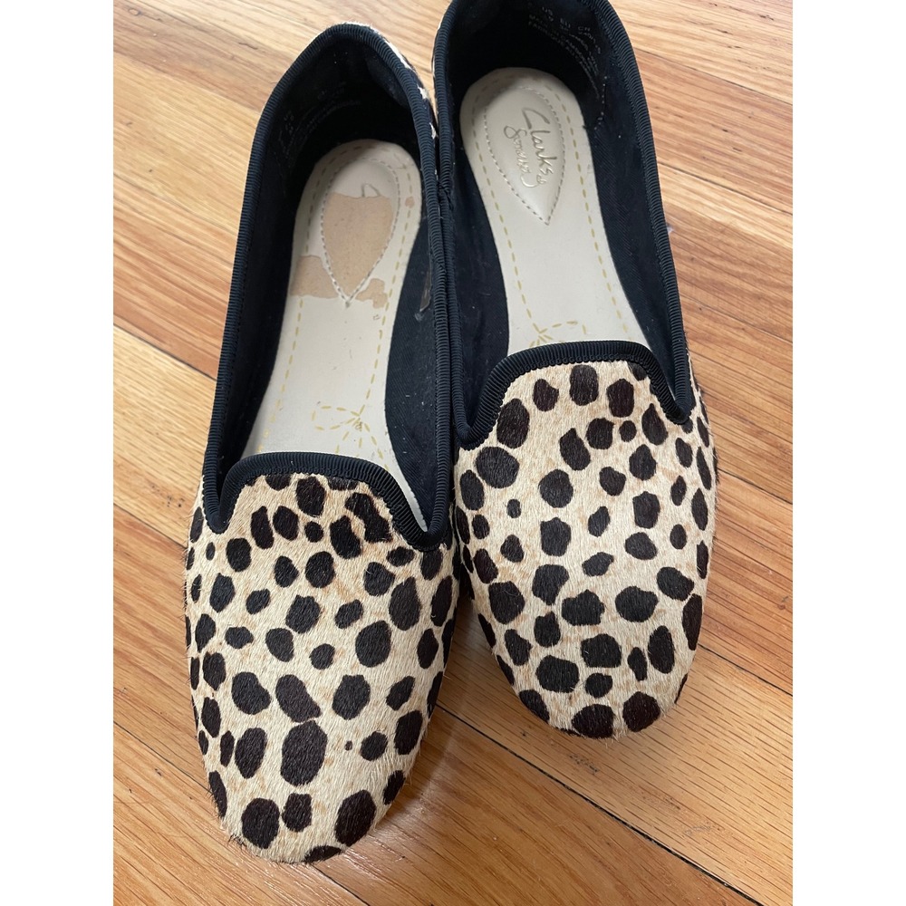Clarks Leopard Print Calf Hair Loafers Women's Flat‎ Shoes